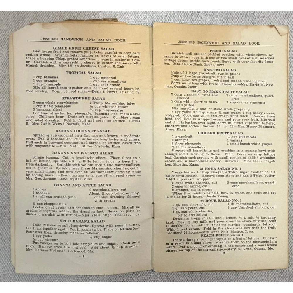 Vintage 1938 Jessies Salad and Sandwich Book Vol II Jessie S Young Cookbook